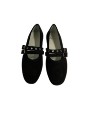 Luccini J287 Black Suede Double Buckle Mary Jane