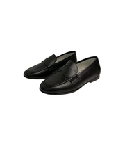 Luccini Hermes black leather loafer boys
