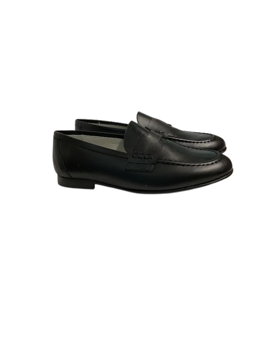 Luccini Hermes black leather loafer boys