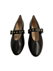 Brunella 530 black leather/ black suede/ brown leather buckle Mary Jane