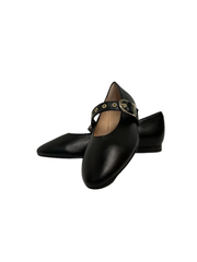 Brunella 530 black leather/ black suede/ brown leather buckle Mary Jane