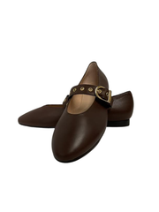 Brunella 530 black leather/ black suede/ brown leather buckle Mary Jane