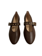 Brunella 530 black leather/ black suede/ brown leather buckle Mary Jane