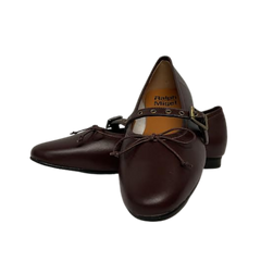 Ralph Migel Romi Burgundy Leather Buckle Strap Ballet Flats