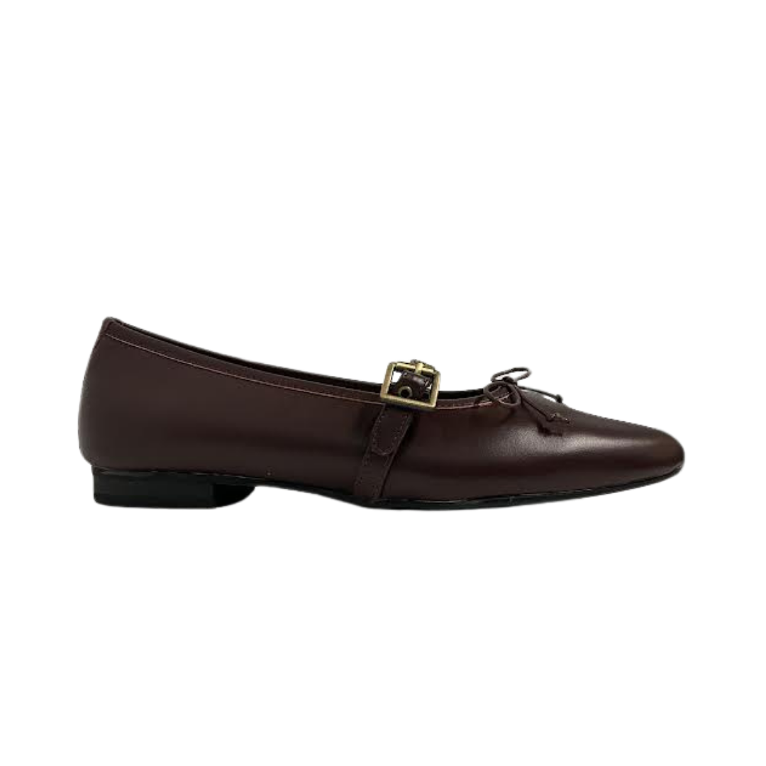 Ralph Migel Romi Burgundy Leather Buckle Strap Ballet Flats