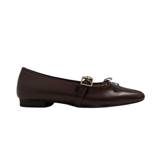 Ralph Migel Romi Burgundy Leather Buckle Strap Ballet Flats