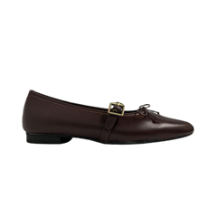 Ralph Migel Romi Burgundy Leather Buckle Strap Ballet Flats