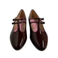 Esporre Duter Burgundy Patent Leather Double T-Strap Mary Jane