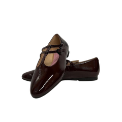 Esporre Duter Burgundy Patent Leather Double T-Strap Mary Jane