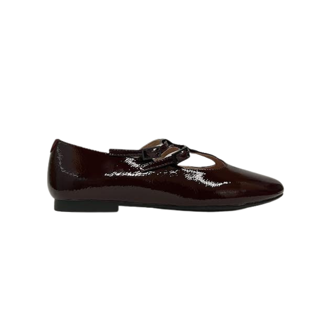 Esporre Duter Burgundy Patent Leather Double T-Strap Mary Jane