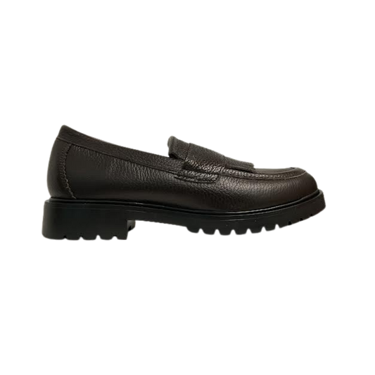 Blublonc Halima Brown Grain Leather Penny  Loafer