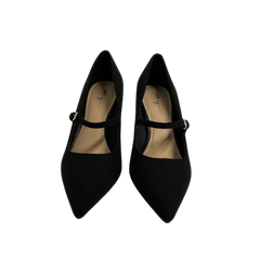 Marc Fisher Wallace Black Flannel Strap Mid Heel
