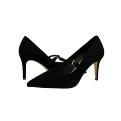 Marc Fisher Wallace Black Flannel Strap Mid Heel