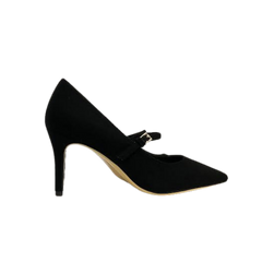 Marc Fisher Wallace Black Flannel Strap Mid Heel