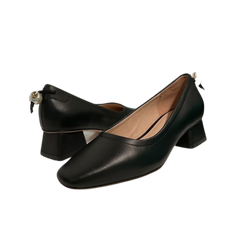 Viviamos Ruth Black Leather Low Heel