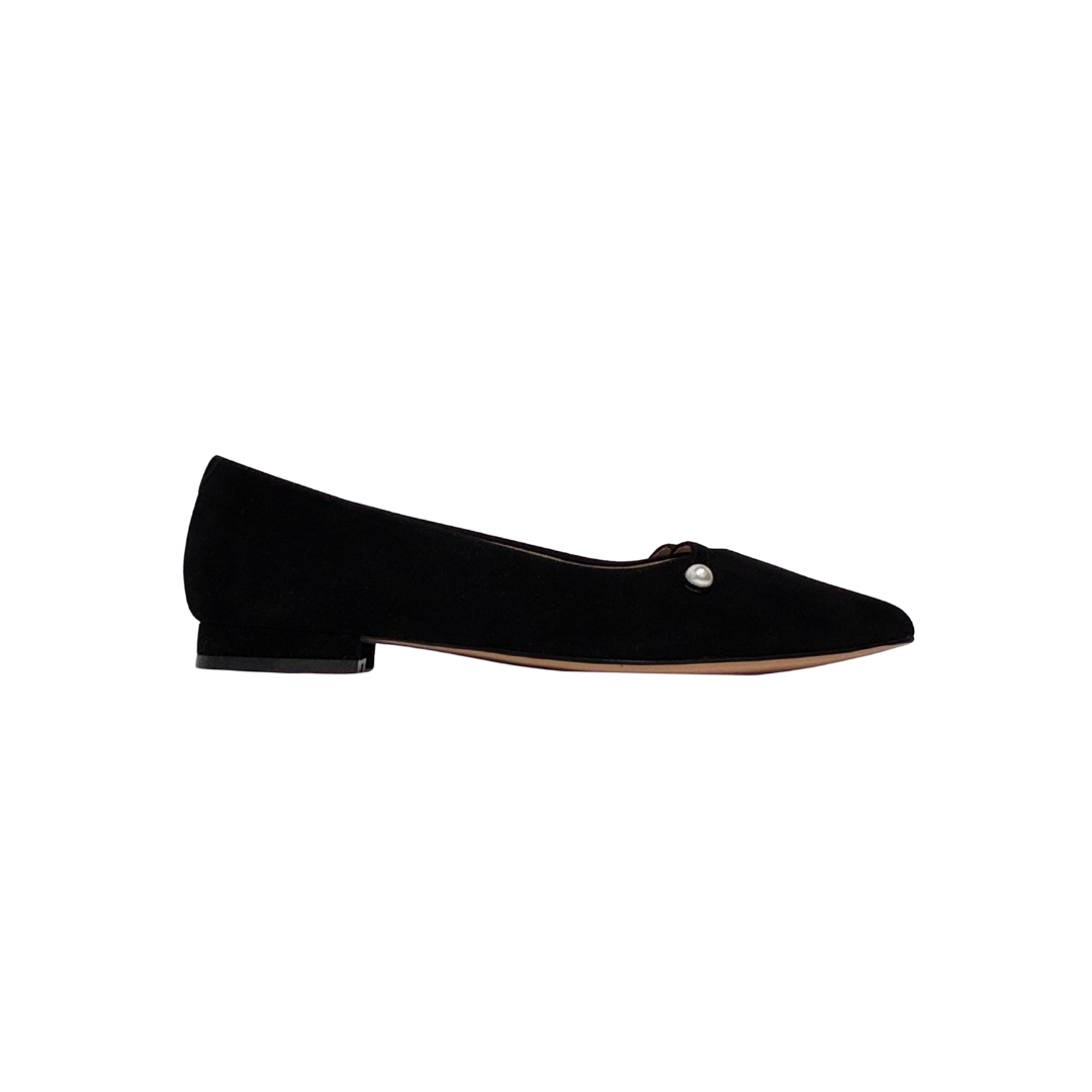 Viviamos Abby Black Suede Pearl  Flats