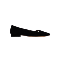 Viviamos Abby Black Suede Pearl  Flats