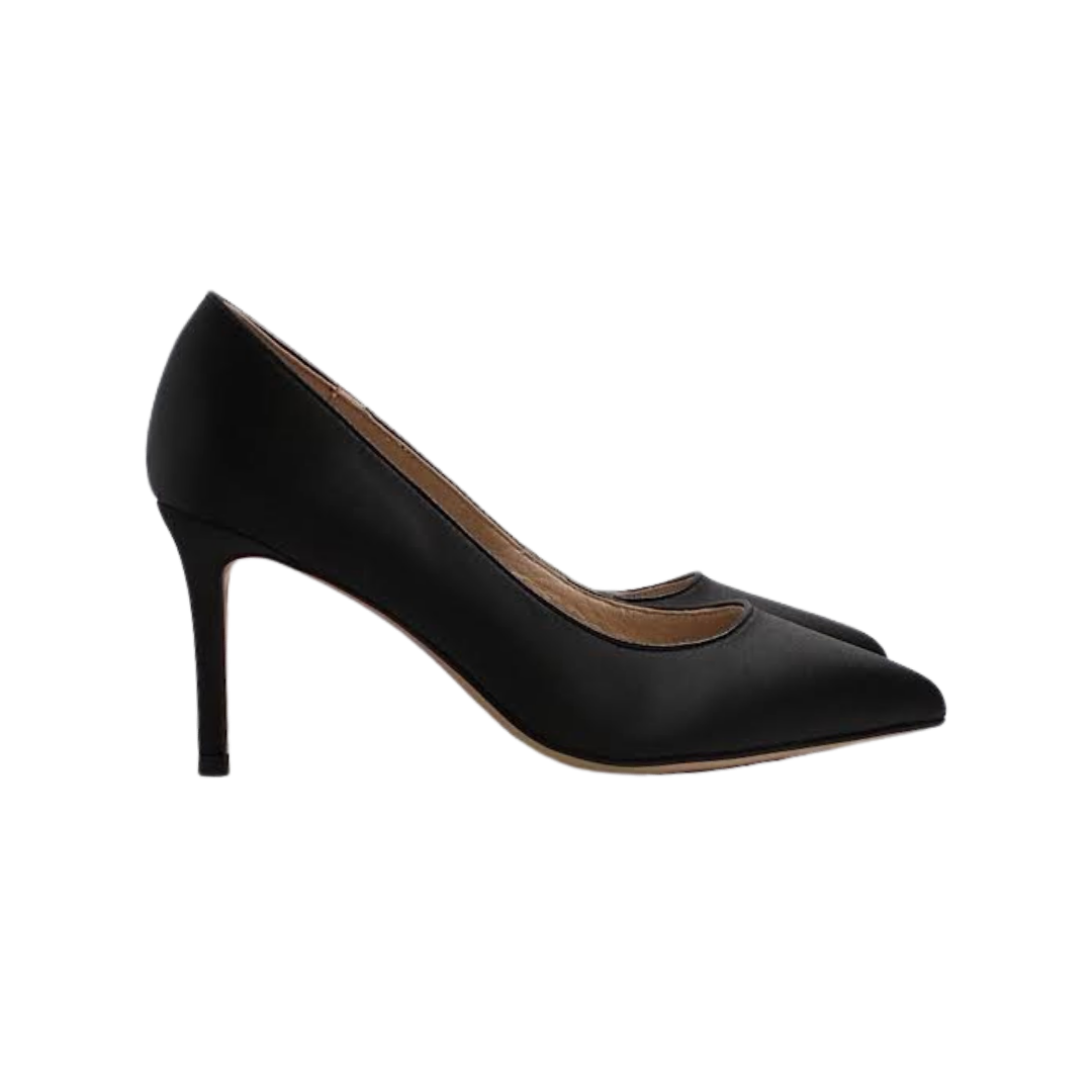 Viviamos Caddy Black Satin Med Heel