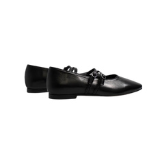 Menina Step Black Double Strap Ballet Flat