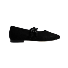 Menina Step Black Double Strap Ballet Flat