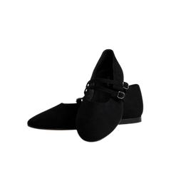Menina Step Black Double Strap Ballet Flat
