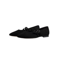 Menina Step Black Double Strap Ballet Flat