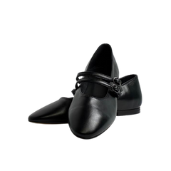 Menina Step Black Double Strap Ballet Flat