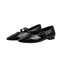 Menina Step Black Double Strap Ballet Flat