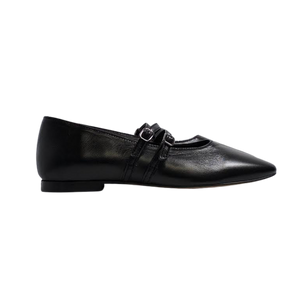 Menina Step Black Double Strap Ballet Flat