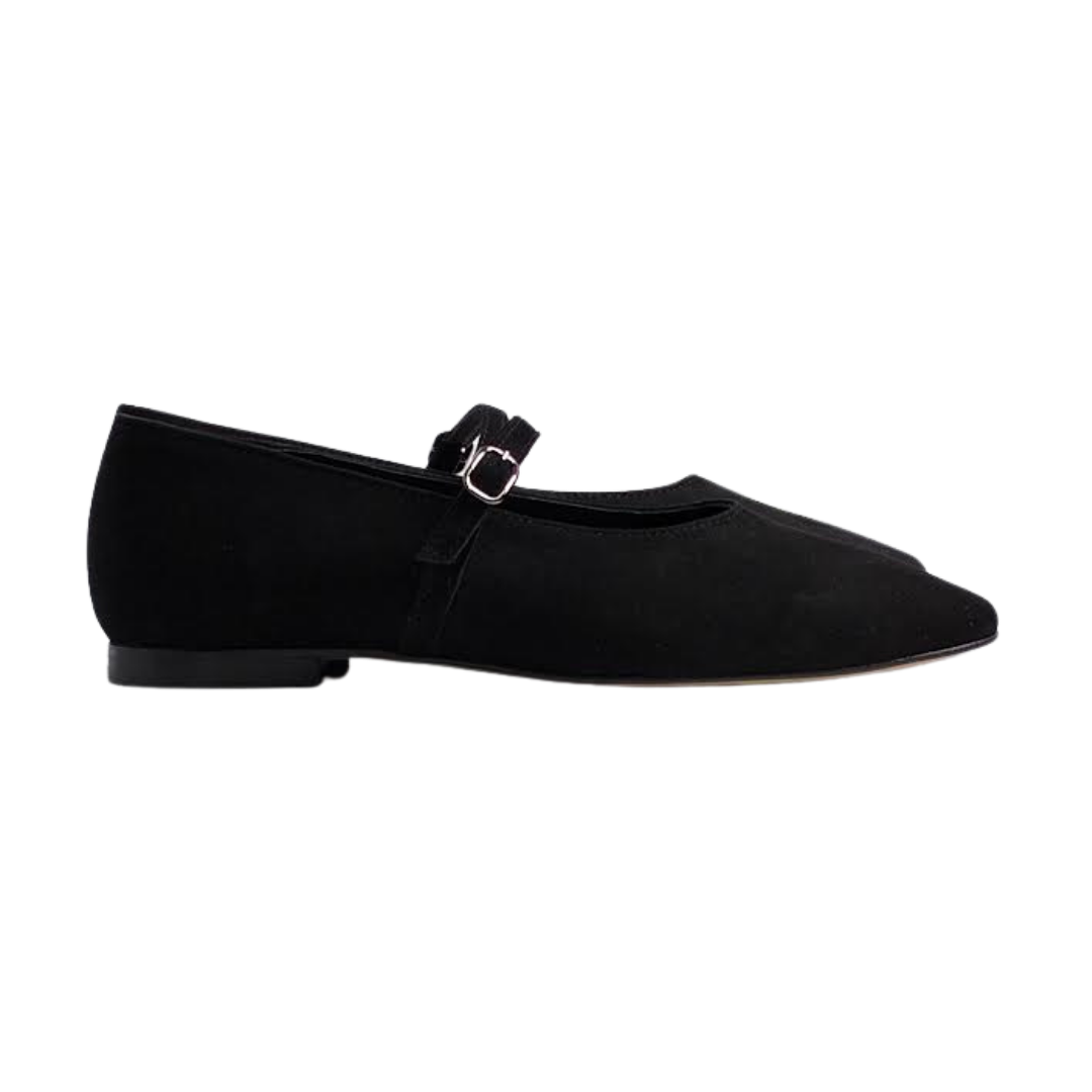 Menina Step Black Strap Ballet Flat