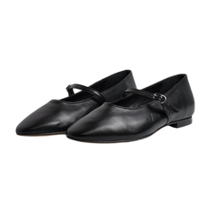 Menina Step Black Strap Ballet Flat