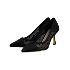 Melyann Hannative Black Mesh Polka Dots Med Heel
