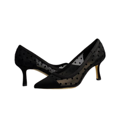 Melyann Hannative Black Mesh Polka Dots Med Heel