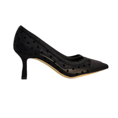 Melyann Hannative Black Mesh Polka Dots Med Heel
