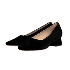 Viviamos Ruth Black Suede Low Heel