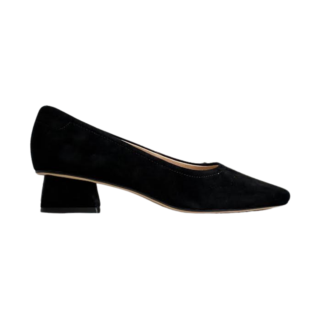 Viviamos Ruth Black Suede Low Heel