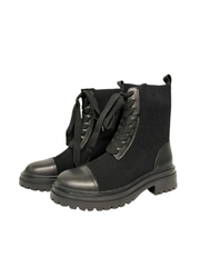 Viviamos Zoey Black Leather/Knit Bootie