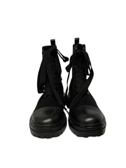 Viviamos Zoey Black Leather/Knit Bootie