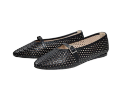 Blublonc Natalie Ladies Black Perforated Mary Jane