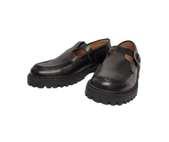 Atlanta Mocasin 734K Girls Black Aurea T-strap Loafer