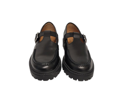 Atlanta Mocasin 734K Girls Black Aurea T-strap Loafer