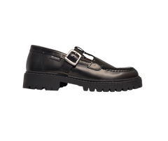Atlanta Mocasin 734K Girls Black Aurea T-strap Loafer