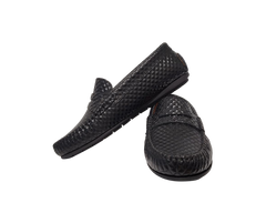 Atlanta Moccasin 32G Black Press Leather
