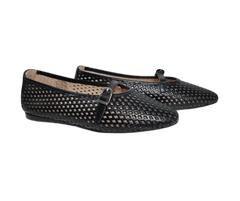 Blublonc Natalie Ladies Black Perforated Mary Jane