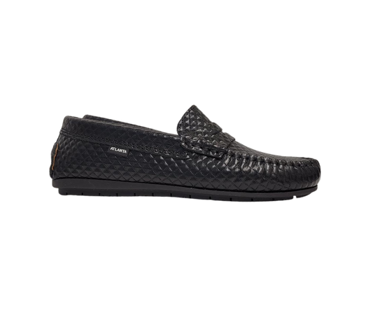 Atlanta Moccasin 32G Black Press Leather