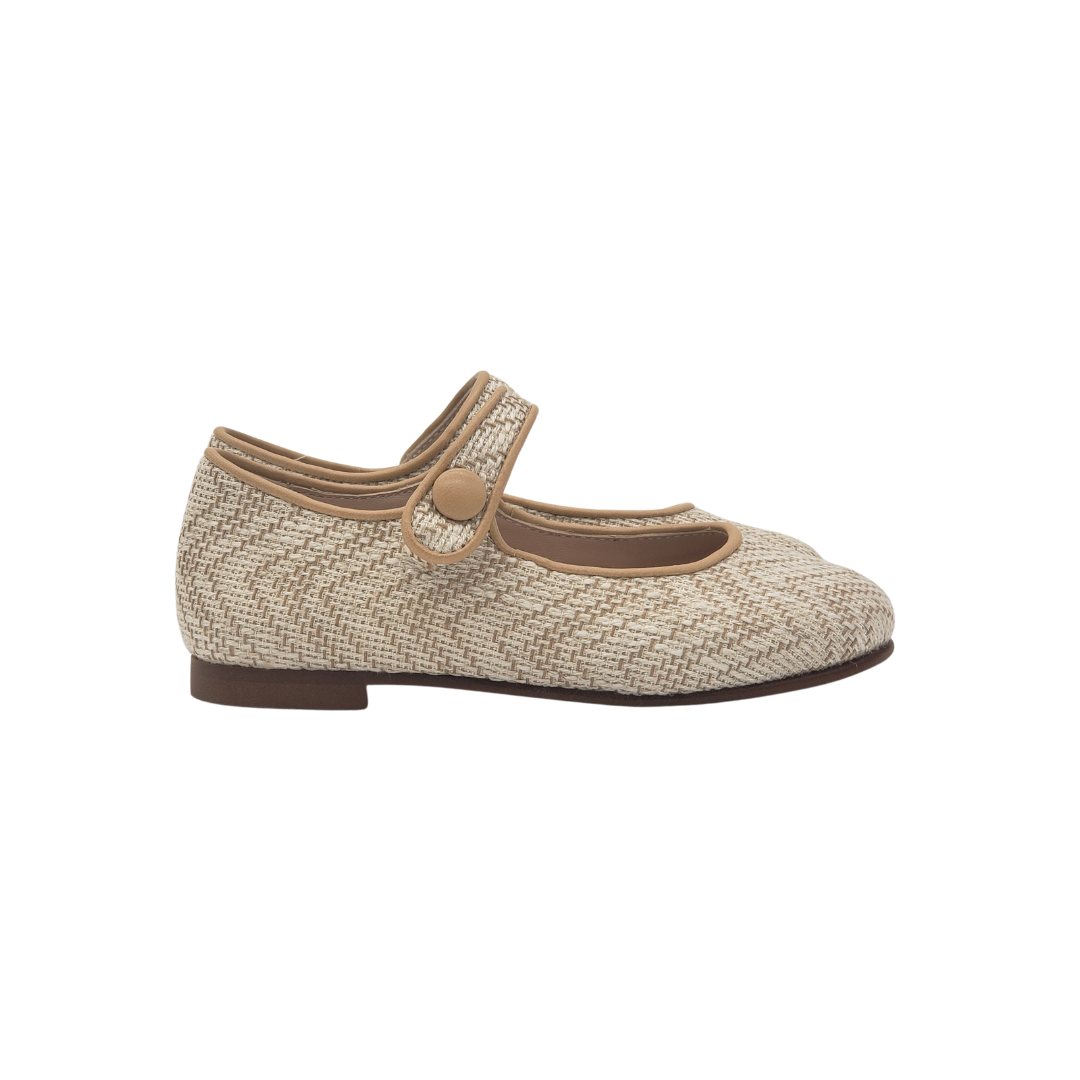 Beberlis 23683 Children's Beige Woven Mary-Jane