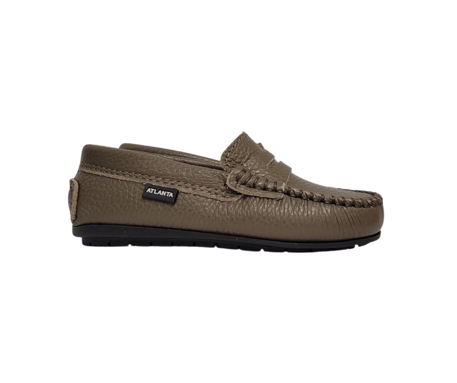 Atlanta Moccasin 32G Children's Taupe Grain Loafer