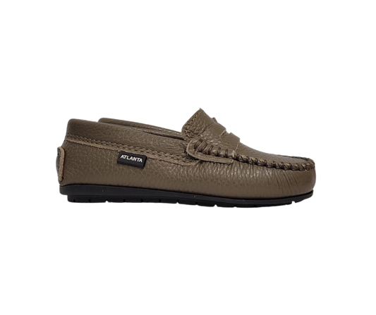 Atlanta Moccasin 32G Children's Taupe Grain Loafer