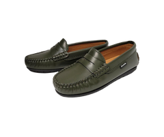 Atlanta Mocasin 32G Green Leather Penny Loafer