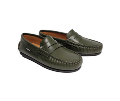 Atlanta Mocasin 32G Green Leather Penny Loafer